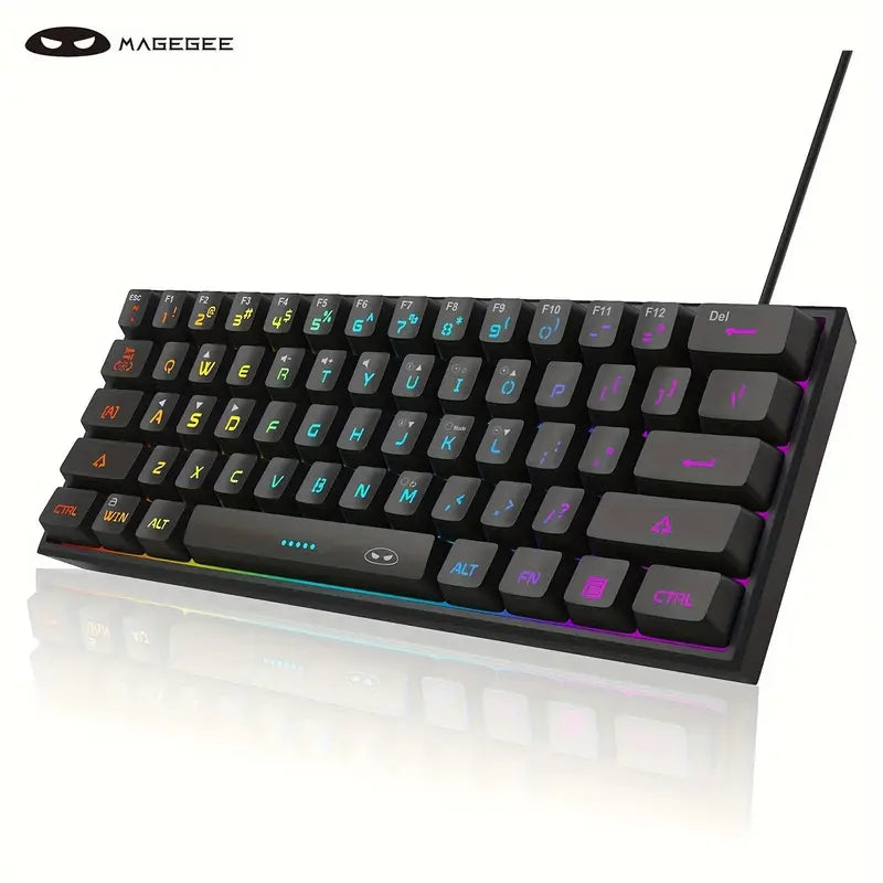 MageGee TS91 Mini 60% Gaming/Office Keyboard, Keycap Type Wired RGB Backlit Compact Computer Keyboard