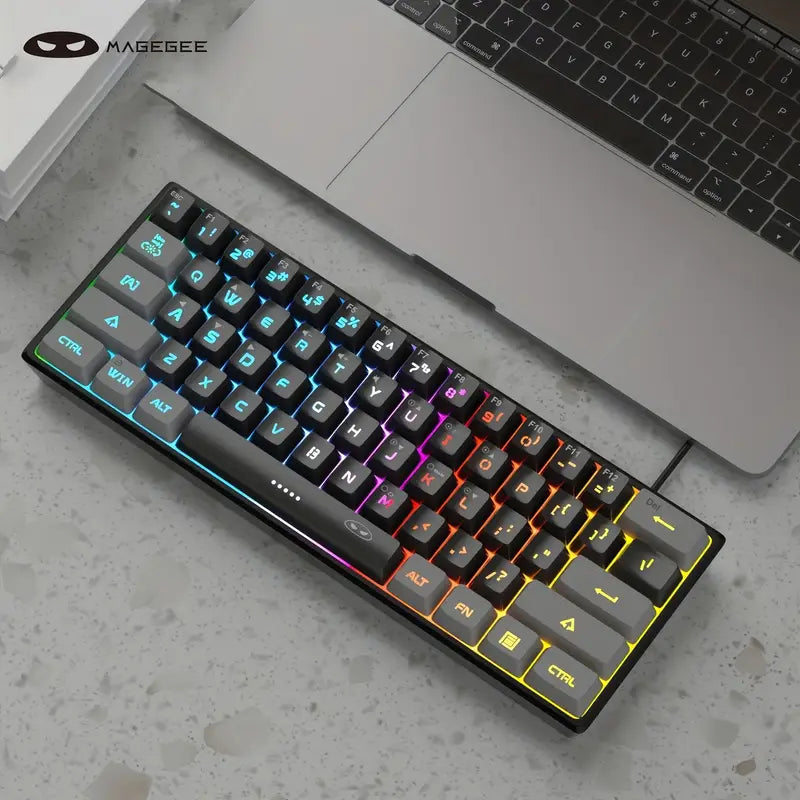 MageGee TS91 Mini 60% Gaming/Office Keyboard, Keycap Type Wired RGB Backlit Compact Computer Keyboard